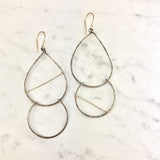 Oxidized Sterling Silver Teardrop Fall Earrings with Gold Accents