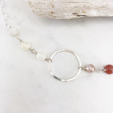 Hammered Sterling Silver Circle Bracelet with Moonstone