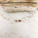 Hammered Sterling Silver Circle Bracelet with Moonstone