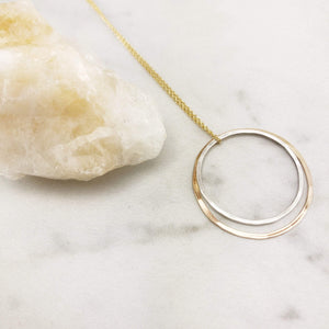 Gold and Sterling Silver Solar Eclipse Necklace