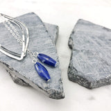 Silver Leaf Earrings with Lapis Lazuli