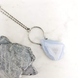 Handmade Blue Lace Agate and Silver Necklace