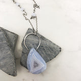 Handmade Blue Lace Agate and Silver Necklace