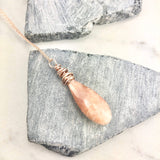 Faceted Gold Peach Moonstone Teardrop Necklace