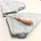 Faceted Gold Peach Moonstone Teardrop Necklace