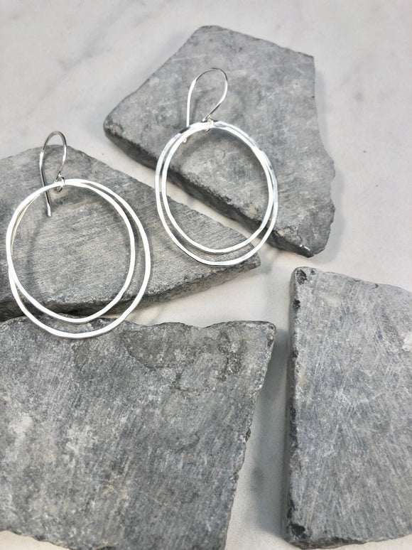 Sterling Silver Double Oval Hoop Earrings