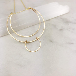 Geometric Gold Halo Necklace