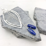 Silver Leaf Earrings with Lapis Lazuli