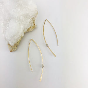 Hammered Gold and Sterling Silver Threader Earring