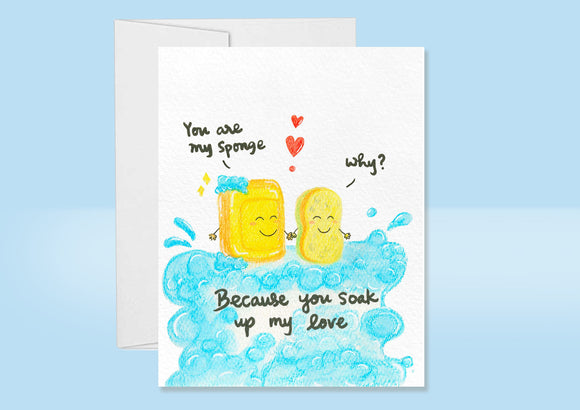 Cute Valentine's Day Card, Cute Pun Card, Cute Anniversary Card, Handpainted Card