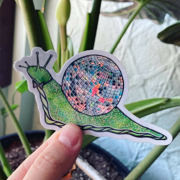 Holographic Disco Snail Sticker