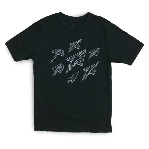 Techy Paper Airplanes Kids Graphic T-shirt