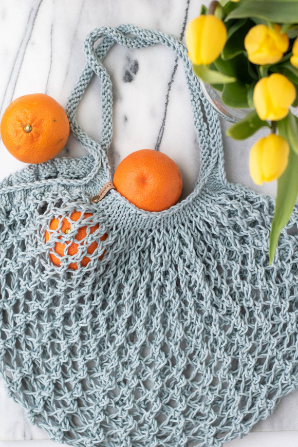 Hand Knit Cotton Mesh Market Bag | Reusable Shopping Bag | Knit Market Tote Bag | Knit Beach Bag