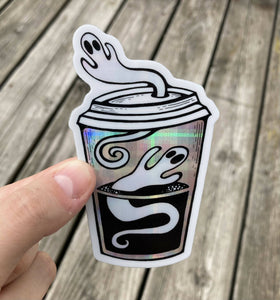 Holographic Ghost Coffee Sticker