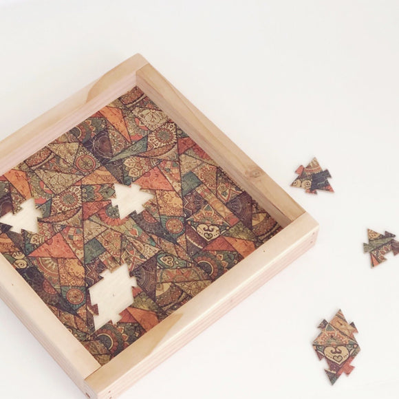 Cork Fabric Puzzle & Wood Serving Tray - Mosaic