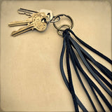 Leather Tassel Key Ring - Black