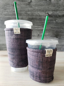 Iced Beverage Cup Snug - Purple & Black Sketch