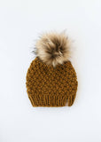 Peruvian Wool Knit Hat with Faux Fur Pom Pom (Multiple Colors Available)