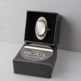 Moonchild Moonstone statement ring in Sterling silver and 14k gold accents