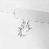 Butterflies Earrings, S925 Sterling Silver CZ Crystals, Rose Gold & Gold Plated, Butterfly Studs, Dainty Dangle Earrings, Good Luck Gift