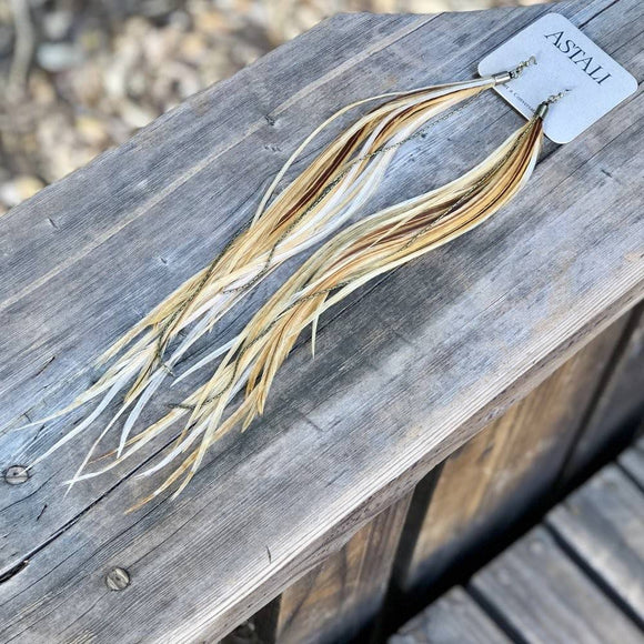 Extra Long Feather Earrings - Blonde