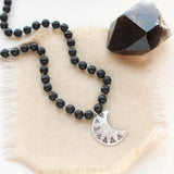 Knotted Onyx Pakal Moon Necklace