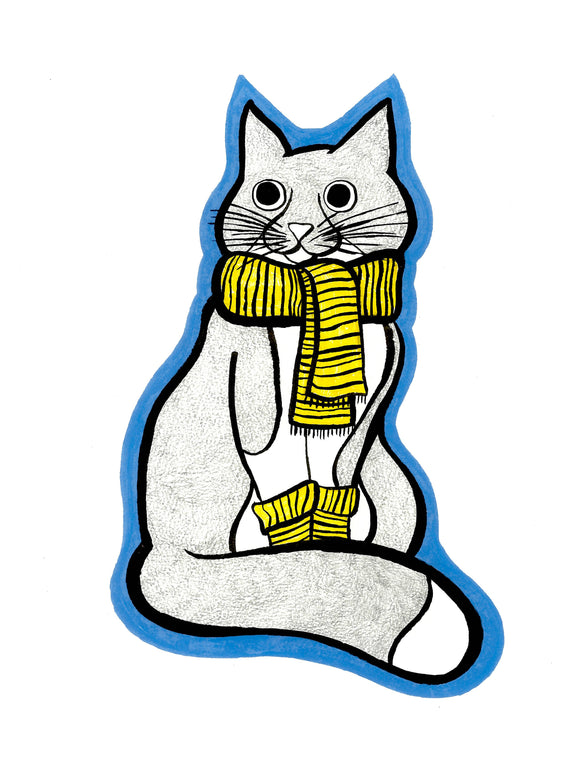 Cat With Scarf Art Print