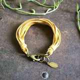 Multi Strand Leather Bracelet - Gold