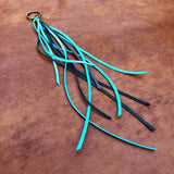 Leather Tassel Key Ring - Turquoise &amp; Charcoal