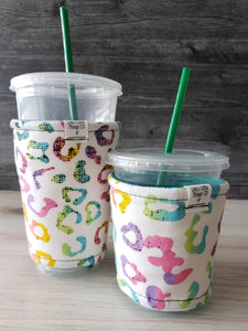 Iced Beverage Cup Snug - Rainbow Cheetah