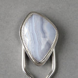 Something Blue Hairpin in Sterling Silver with Blue Lace Agate Gemstone