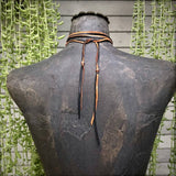 Leather Wrap Choker - Rust &amp; Black
