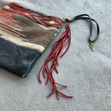 Leather Tassel Key Ring - Red
