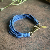 Multi Strand Leather Bracelet - Cadet Blue