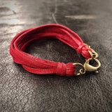 Multi Strand Leather Bracelet - Red