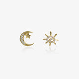 Moon Star Sun Mismatched Earrings