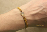 Green amethyst quartz macrame adjustable bracelet. Friendship bracelet for women.