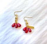 Pomegranate Seeds Earrings in Gold & Red by Anet's Collection