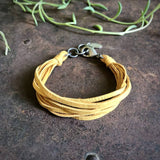 Multi Strand Leather Bracelet - Gold / Silver