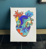 Coral Ocean Anatomical Heart Art Print