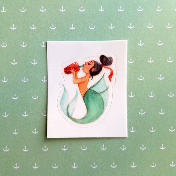 Boba Mermaid Vinyl Sticker