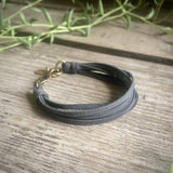 Multi Strand Leather Bracelet - Charcoal