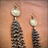 Buffalo Nickel &amp; Feather Earrings