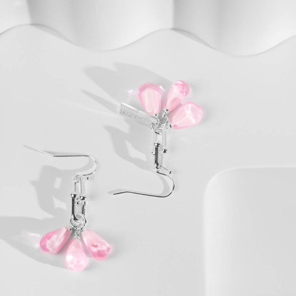 Pomegranate Seeds Earrings in Silver & Pink by Anet's Collection