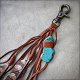 Feather &amp; Leather Bag Clip - Rust
