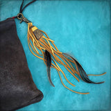 Feather &amp; Leather Bag Clip - Gold