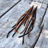 Leather Tassel Earrings - Rust &amp; Black